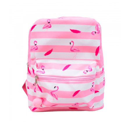 Mochila Rosa e Branco de Flamingo ampliada