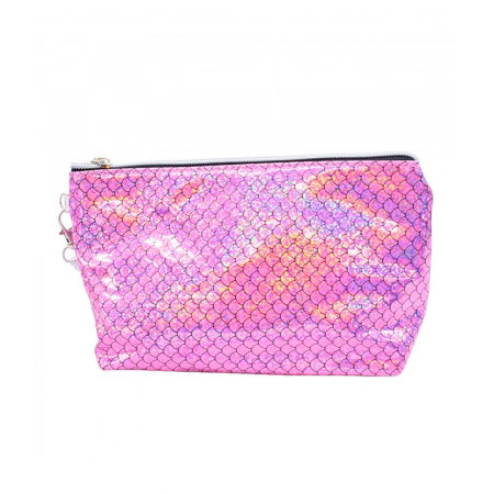 Necessaire Rosa com Glitter Sereia ampliada