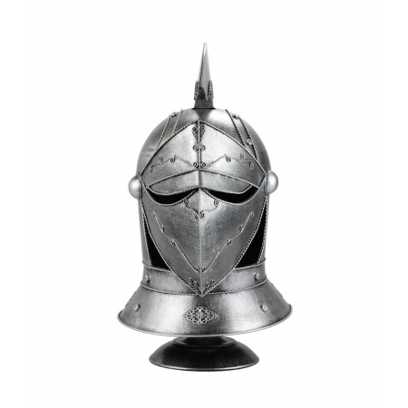 Enfeite Capacete Cavaleiro Medieval Prateado 46x32x20cm ampliada