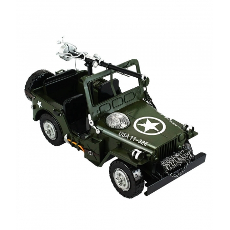 Jeep Militar 21x38x17cm Estilo RetrÃ´ - Vintage ampliada