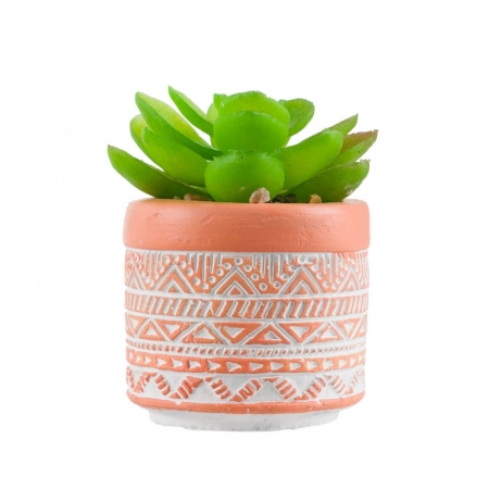 Vaso Cimento Laranja Planta Artificial 8x5.5x5.5cm ampliada