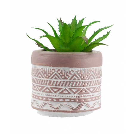 Vaso Cimento Marrom Planta Artificial 8x5.5x5.5cm ampliada