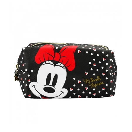 Necessaire Retangular Preta Pintas LaÃ§os Minnie 13x10x20cm - Disney ampliada