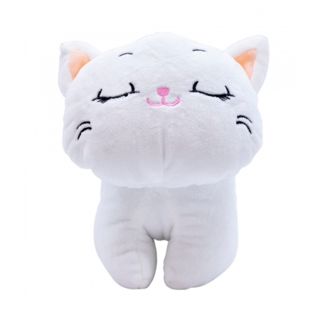 Gato Branco Olhos Fechados 21cm - PelÃºcia ampliada