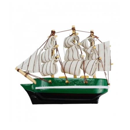  Miniatura ÃmÃ£ Barco Navio Veleiro Casco Verde Base Preta 8x1.5x9.5cm ampliada