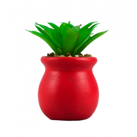 Vaso Cimento Vermelho Planta Artificial 8x5x5cm ampliada