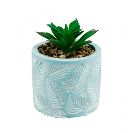  Vaso Cimento Azul Planta Artificial 9x7x7cm ampliada