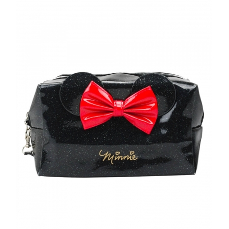 Necessaire Retangular Preto LaÃ§o Orelhas Minnie 12x11x21cm - Disney ampliada