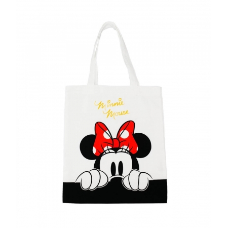 Bolsa Sacola Branca Retangular Rosto Minnie 40x33cm - Disney ampliada