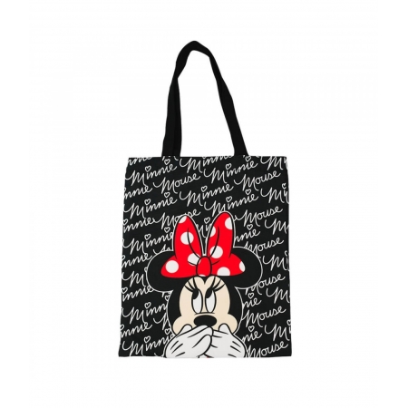 Bolsa Sacola Preta Retangular Rosto Minnie 40x33cm - Disney ampliada