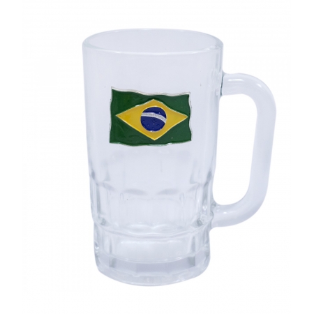 Caneca Vidro BrasÃ£o Metal Brasil 320ml ampliada