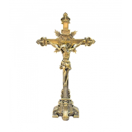 Crucifixo Dourado De Mesa 54.5cm - Enfeite Resina ampliada