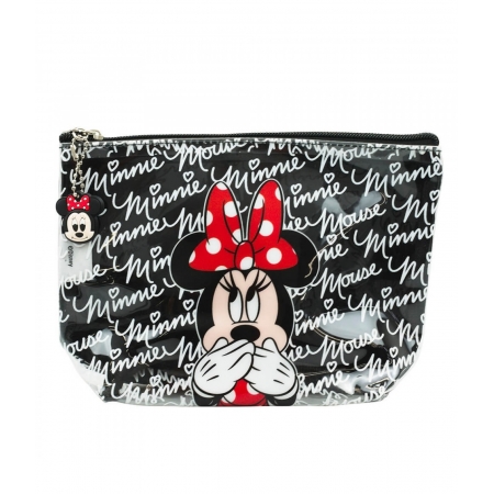 Necessaire Preta Transparente Minnie Assinaturas -Disney ampliada