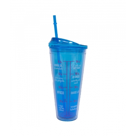 Copo Azul Com Canudo 950Ml -  ampliada