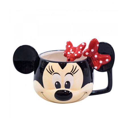 Caneca Porcelana 3D Minnie com Colher Disney ampliada