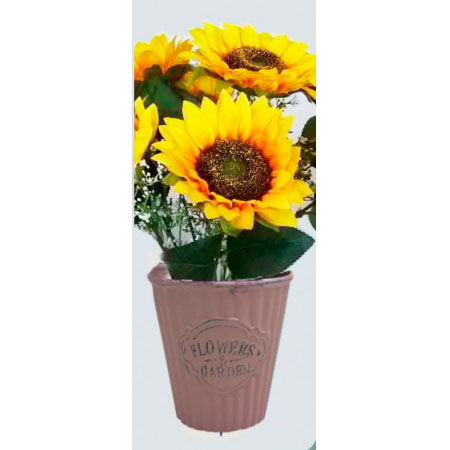 Arranjo Girassol com Vaso Rosa ampliada