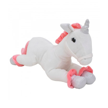 Unicornio de Pelï¿½cia Branco e Ros 80cm ampliada
