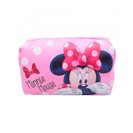 Necessaire Rosa com Bolinhas Minnie Disney ampliada