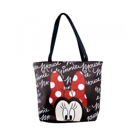 Bolsa preta com Assinatura Minnie ampliada