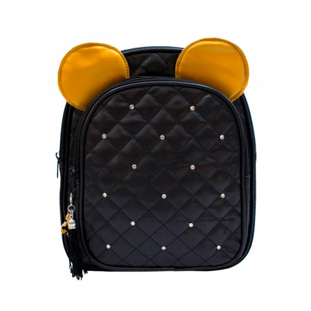 Mochila Preta com Orelhas Dorado Mickey Disney ampliada