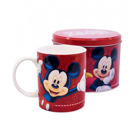 Caneca Porcelana Vermelha na Lata Mickey ampliada