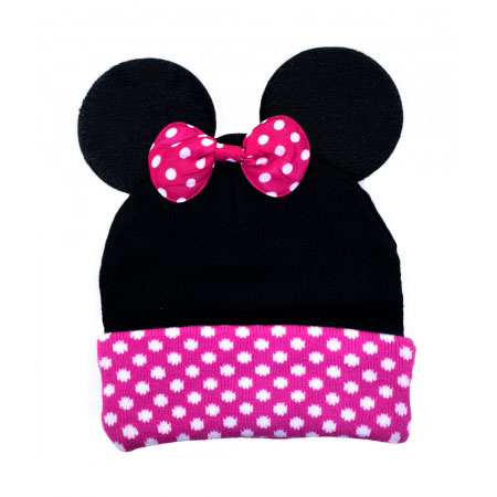 Gorro Preto de Bolinhas Rosas Minnie(touca) ampliada