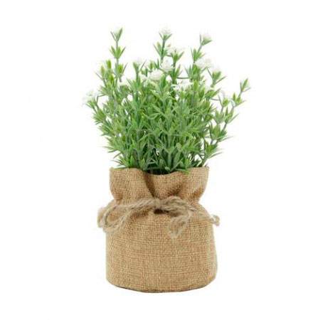 Vaso Pl�stico/Juta Bag Little Violets Branco ampliada