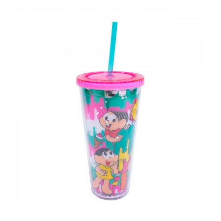 Copo Com Cubos De Gelo Turma da Mï¿½nica com Picolï¿½ ampliada
