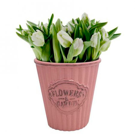 Cachepot Cerï¿½mica Cute Pleat Bucket Rosa ampliada