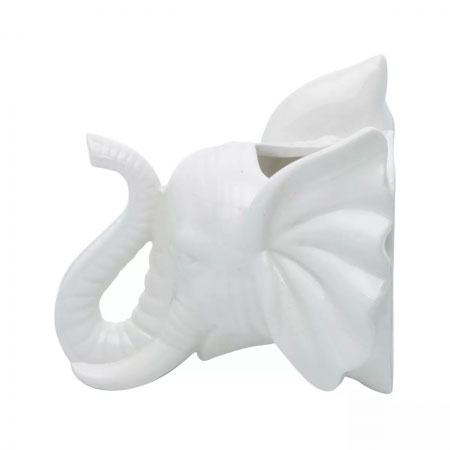 Cachepot parede ceramica animals head elephant-Branco ampliada