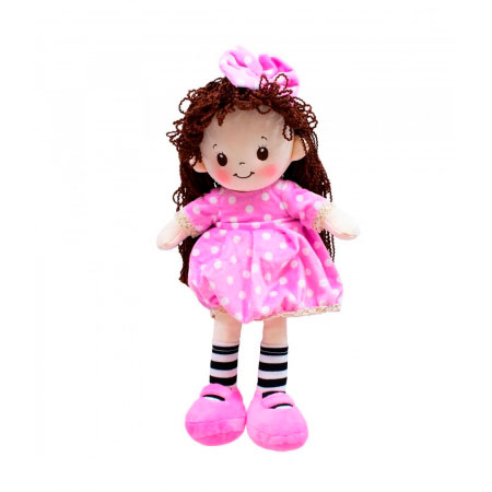 Boneca Vestido Rosa com cabelo longo  38cm ampliada
