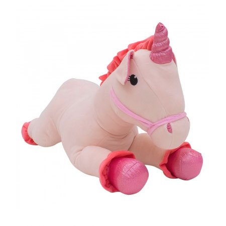 Unicornio de Pelï¿½cia  Rosa 40cm ampliada