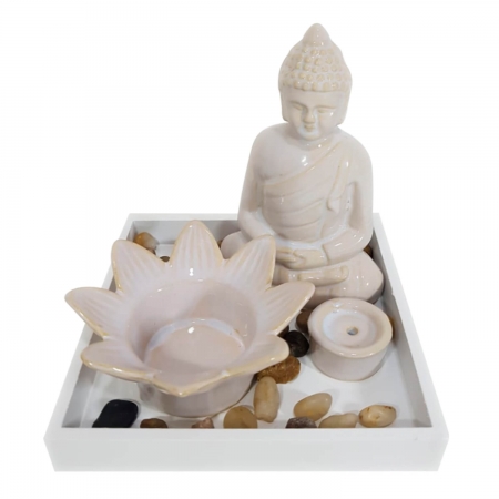 Aromatizador Difusor Decorativo Buda Porcelana Branco ampliada