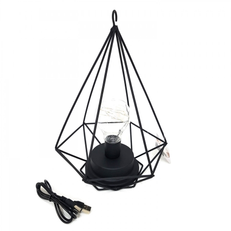 Lustre Luminï¿½ria Preto Metal Formato Pirï¿½mide Imterpont ampliada