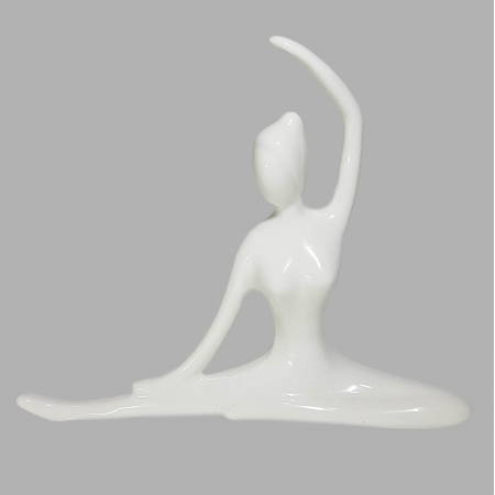 Enfeite Decorativo Estátua De Porcelana Branco Posição De Yoga Imterpont ampliada