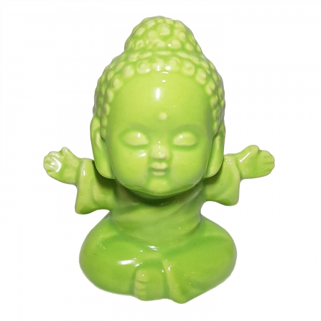 Enfeite Estátua Buda Verde De Porcelana Imterpont ampliada