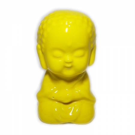 Enfeite Estï¿½tua Buda Amarelo De Porcelana Interpont ampliada