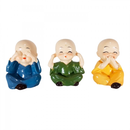 Trio Budas Sï¿½bios Em Resina Decorativo Multiart ampliada