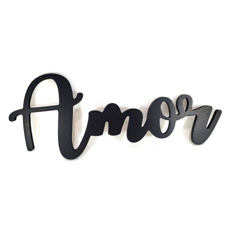 Enfeite Decorativo Para Parede Em Madeira Com Frase Amor FWB ampliada