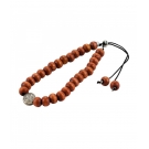 Pulseira TerÃ§o Contas Marrons 0.8cm MedalhÃ£o SÃ£o Bento 7cm