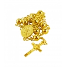 Pulseira TerÃ§o Dourado Contas 0.7cm MedalhÃ£o SÃ£o Bento Crucifixo 9cm
