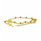 Pulseira TerÃ§o Dourado Contas 0.7cm MedalhÃ£o SÃ£o Bento Crucifixo 9cm