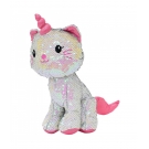 Gato UnicÃ³rnio Lantejoulas Rosa Prateado 28cm - PelÃºcia