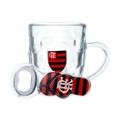 Caneca Vidro 310ml Com Abridor - Flamengo