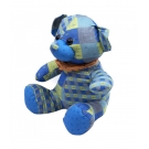 Urso Azul De Pano Sentado LaÃ§o PescoÃ§o 30cm - PelÃºcia