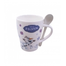 Caneca De Porcelana Com Colher Anna Elsa & Olaf Gelo Frozen 310ml - Disney