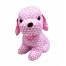 Cachorro Sentado Pano Rosa 29cm - PelÃºcia