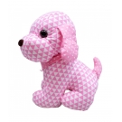 Cachorro Sentado Pano Rosa 29cm - PelÃºcia