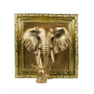 Elefante Saindo Moldura Dourado 20.5cm - Resina Animais