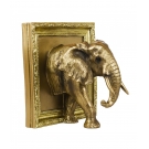 Elefante Saindo Moldura Dourado 20.5cm - Resina Animais
